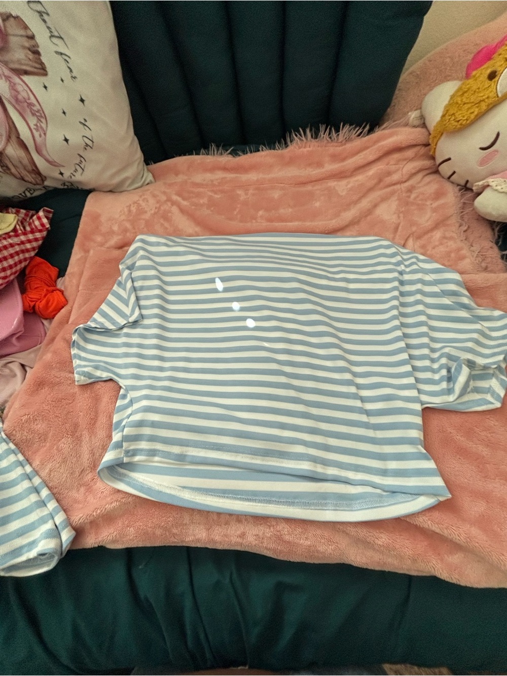 SHEIN Blue & White Striped Short Sleeve Tee for Kids